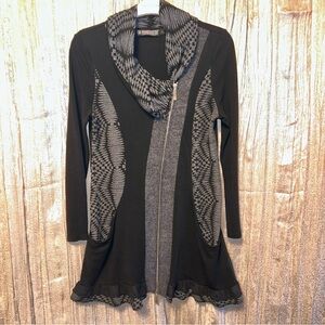 Black Shawl Cowl Tunic Jacket Art To Wear Boho {S} Pyramid Collection